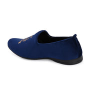 West Port Men Velvet Emblem Party Slip-Ons (OCCASION-01-NAVYBLUE)