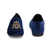 West Port Men Velvet Emblem Party Slip-Ons (OCCASION-01-NAVYBLUE)