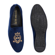 West Port Men Velvet Emblem Party Slip-Ons (OCCASION-01-NAVYBLUE)