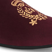 West Port Men Velvet Emblem Party Slip-Ons (OCCASION-01-WINE)