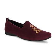 West Port Men Velvet Emblem Party Slip-Ons (OCCASION-01-WINE)