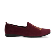 West Port Men Velvet Emblem Party Slip-Ons (OCCASION-01-WINE)
