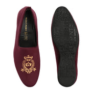 West Port Men Velvet Emblem Party Slip-Ons (OCCASION-01-WINE)