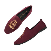 West Port Men Velvet Emblem Party Slip-Ons (OCCASION-01-WINE)