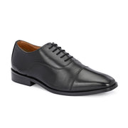 Men Premium Leather Classic Cap-Toe Black Oxford Shoes (PE-PETER-50-BLACK)