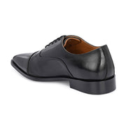 Men Premium Leather Classic Cap-Toe Black Oxford Shoes (PE-PETER-50-BLACK)