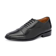 Men Premium Leather Classic Cap-Toe Black Oxford Shoes (PE-PETER-50-BLACK)