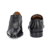 Men Premium Leather Classic Cap-Toe Black Oxford Shoes (PE-PETER-50-BLACK)