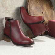 Women Premium Leather Zipper Boots (W-DreamGirl-85-Bordo)