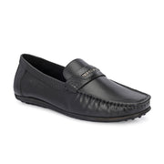 Men Premium Leather Black Slip On Loafer (Prado-35-Black)