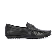 Men Premium Leather Black Slip On Loafer (Prado-35-Black)