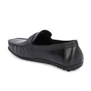 Men Premium Leather Black Slip On Loafer (Prado-35-Black)