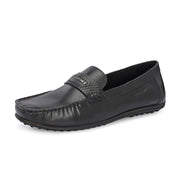 Men Premium Leather Black Slip On Loafer (Prado-35-Black)