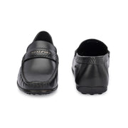 Men Premium Leather Black Slip On Loafer (Prado-35-Black)