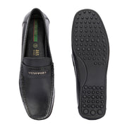 Men Premium Leather Black Slip On Loafer (Prado-35-Black)