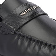 Men Premium Leather Black Slip On Loafer (Prado-35-Black)