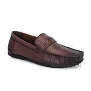 Men Premium Leather Brown Slip On Loafer (Prado-35-Brown)