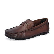 Men Premium Leather Brown Slip On Loafer (Prado-35-Brown)