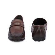 Men Premium Leather Brown Slip On Loafer (Prado-35-Brown)