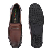 Men Premium Leather Brown Slip On Loafer (Prado-35-Brown)