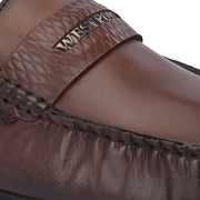 Men Premium Leather Brown Slip On Loafer (Prado-35-Brown)