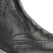 Men Premium Leather Ankle Boots with Side Zip & Elastic (Pride-90-Black)