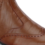 Men Premium Leather Ankle Boots with Side Zip & Elastic (Pride-90-Tan)