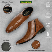 Men Premium Leather Tan Formal Ankle Zipper Boot (Pride-80-Tan)