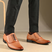 Men Premium Leather Teak Formal Oxford Shoes (Reform-52-Teak)