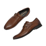 Men Premium Leather Single Monk Strap Slip-On Formal Shoes (Reform-78-Brown)