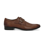 Men Premium Leather Single Monk Strap Slip-On Formal Shoes (Reform-78-Brown)