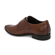 Men Premium Leather Single Monk Strap Slip-On Formal Shoes (Reform-78-Brown)
