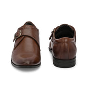 Men Premium Leather Single Monk Strap Slip-On Formal Shoes (Reform-78-Brown)