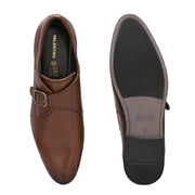 Men Premium Leather Single Monk Strap Slip-On Formal Shoes (Reform-78-Brown)
