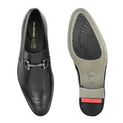 Men Premium Leather Classic Loafers (REGAL-10-BLACK)