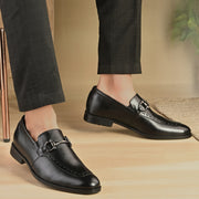 Men Premium Leather Classic Loafers (REGAL-10-BLACK)