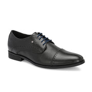 Men Premium Leather Black Cap Toe Formal Shoes (Regal-55-Black)