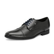 Men Premium Leather Black Cap Toe Formal Shoes (Regal-55-Black)