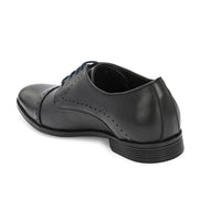 Men Premium Leather Black Cap Toe Formal Shoes (Regal-55-Black)