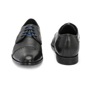 Men Premium Leather Black Cap Toe Formal Shoes (Regal-55-Black)