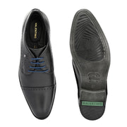 Men Premium Leather Black Cap Toe Formal Shoes (Regal-55-Black)