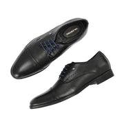 Men Premium Leather Black Cap Toe Formal Shoes (Regal-55-Black)