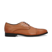 Men Premium Leather Cap Toe Formal Shoes (Regal-55-Cognac)