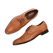Men Premium Leather Cap Toe Formal Shoes (Regal-55-Cognac)