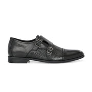 Men Premium Leather Double Monk Dress Shoe (REGAL-80-BLACK)