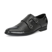 Men Premium Leather Double Monk Dress Shoe (REGAL-80-BLACK)