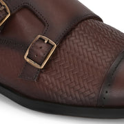 Men Premium Leather Double Monk Dress Shoe (REGAL-80-BROWN)