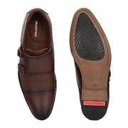 Men Premium Leather Double Monk Dress Shoe (REGAL-80-BROWN)