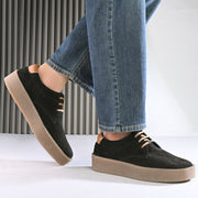 West Port Men Premium Suede Leather Casual Derby (Rocker-51-Black)