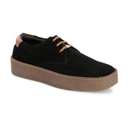 West Port Men Premium Suede Leather Casual Derby (Rocker-51-Black)